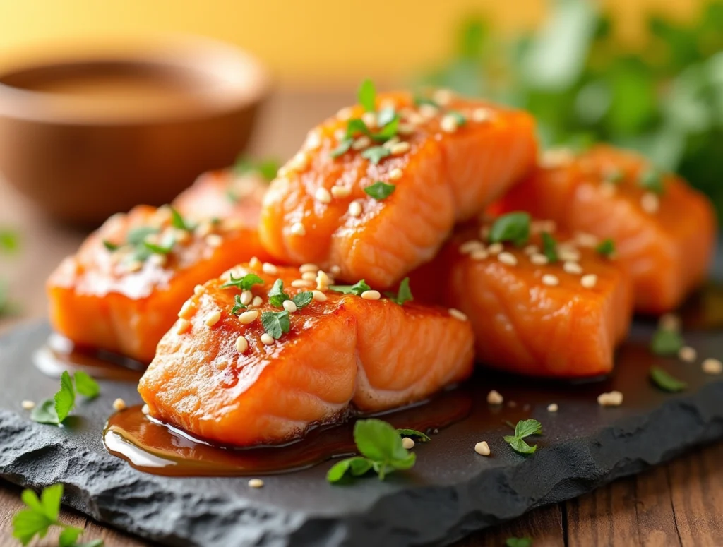 Crispy Honey Garlic Salmon Bites