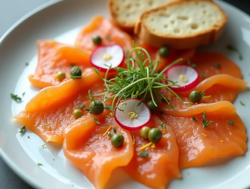 Salmon Carpaccio with Lemon-Dill Dressing