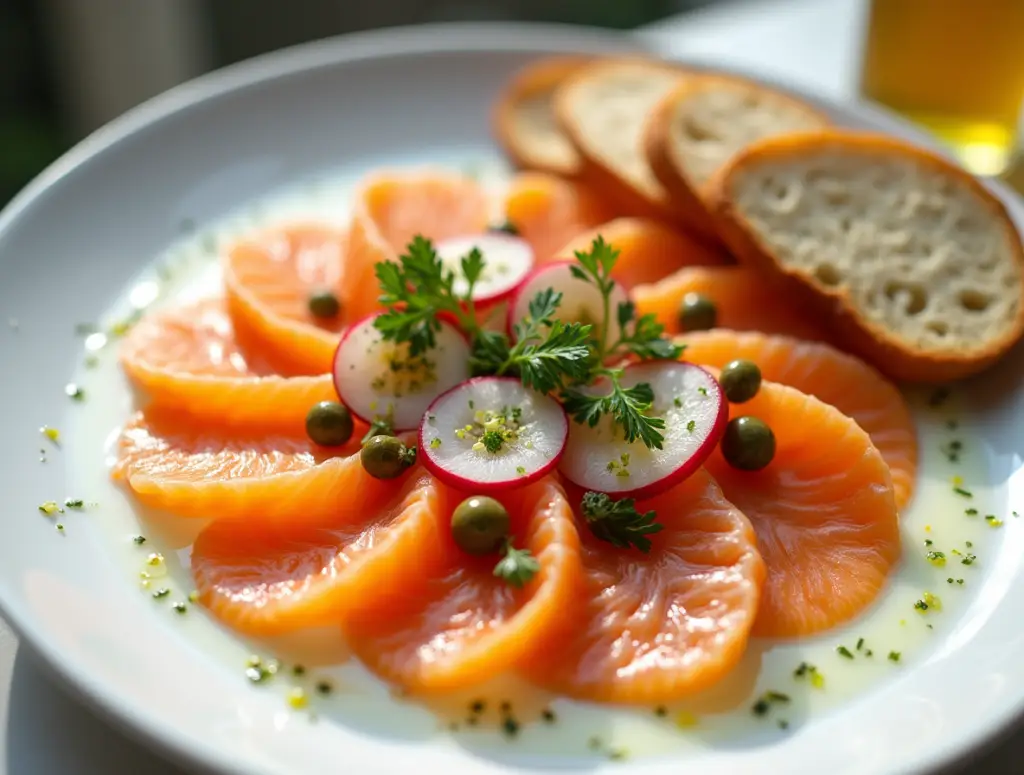 Salmon Carpaccio with Lemon-Dill Dressing