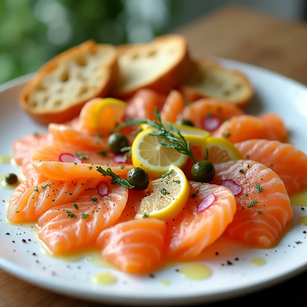 Salmon Carpaccio with Lemon-Dill Dressing