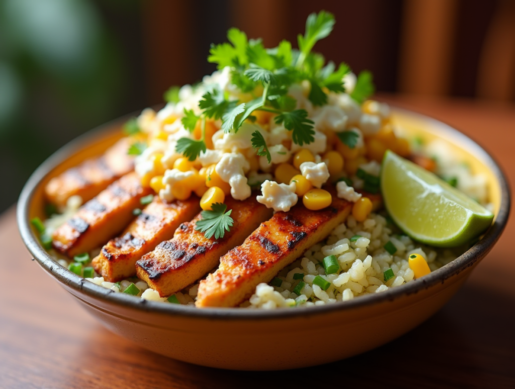 Street Corn Chicken Rice Bowl